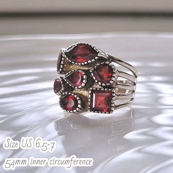 Himalayan Gems Jewelry - Himalayan Gems Multi Gemstone Sterling Silver Garnet Ring